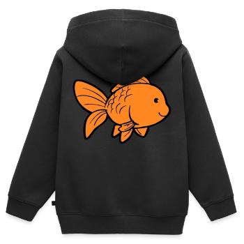 Poisson Poisson Rouge - Sweat Premium à capuche zippé enfant bio - noir - Dos - AI Model Kid Male (0cm)