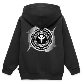Tigerhai Kanaka Maoli - Kinder Premium Organic Zip Hoodie - Schwarz - Hinten - AI Model Kid Male (0cm)
