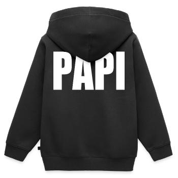 Papi - Sweat Premium à capuche zippé enfant bio - noir - Dos - AI Model Kid Male (0cm)