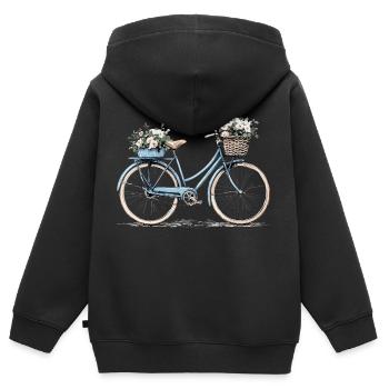 Bicycle with flower basket - Kids Premium Organic Zip-up Hoodie - black - Back - AI Model Kid Male (0cm)