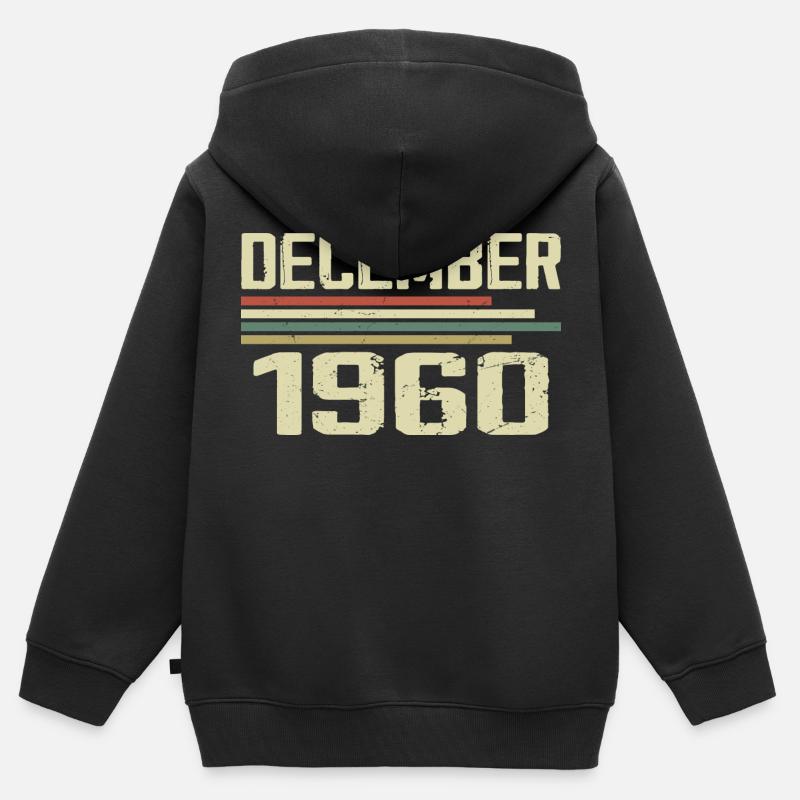 Décembre 1960 Vintage Rétro Anniversaire - Sweat Premium à capuche zippé enfant bio - noir
