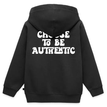 Entscheiden Sie sich dafür, authentisch zu sein - Kinder Premium Organic Zip Hoodie - Schwarz - Hinten - AI Model Kid Male (0cm)