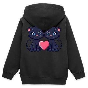 Panther Paar Liebe Valentinstag - Kinder Premium Organic Zip Hoodie - Schwarz - Hinten - AI Model Kid Male (0cm)