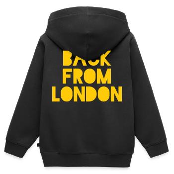 De retour de Londres - Sweat Premium à capuche zippé enfant bio - noir - Dos - AI Model Kid Male (0cm)