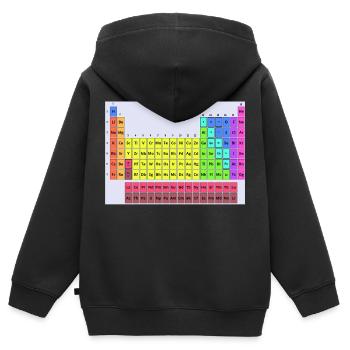 Tableau périodique - Sweat Premium à capuche zippé enfant bio - noir - Dos - AI Model Kid Male (0cm)
