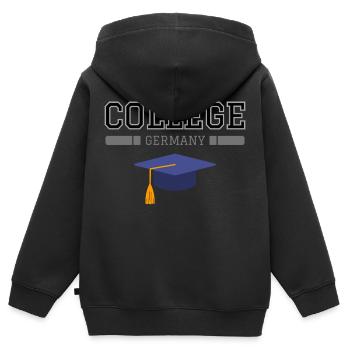 College - Kinder Premium Organic Zip Hoodie - Schwarz - Hinten - AI Model Kid Male (0cm)