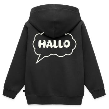 sprechblase hallo - Kinder Premium Organic Zip Hoodie - Schwarz - Hinten - AI Model Kid Male (0cm)