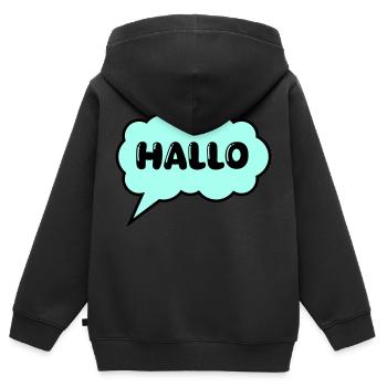 sprechblase hallo - Kinder Premium Organic Zip Hoodie - Schwarz - Hinten - AI Model Kid Male (0cm)