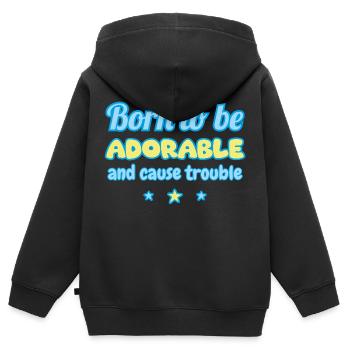 Geboren, um süß zu sein... und Unfug zu machen - Kinder Premium Organic Zip Hoodie - Schwarz - Hinten - AI Model Kid Male (0cm)