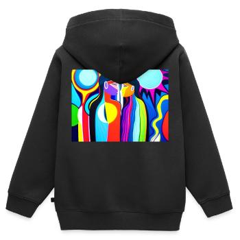 Diversité culturelle abstraite - Sweat Premium à capuche zippé enfant bio - noir - Dos - AI Model Kid Male (0cm)