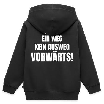 Ein Team, kein Weg, kein Ausweg, Vorwärts! - Kinder Premium Organic Zip Hoodie - Schwarz - Hinten - AI Model Kid Male (0cm)
