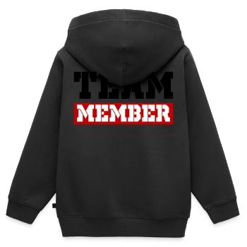 Team Mitglied - Kinder Premium Organic Zip Hoodie - Schwarz - Hinten - AI Model Kid Male (0cm)