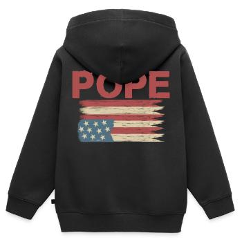 Drapeau américain Pape - Sweat Premium à capuche zippé enfant bio - noir - Dos - AI Model Kid Male (0cm)