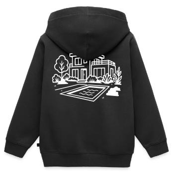 Maison Villa Maison de vacances - Sweat Premium à capuche zippé enfant bio - noir - Dos - AI Model Kid Male (0cm)