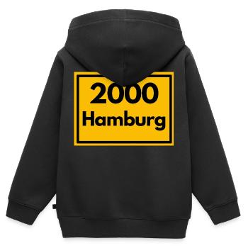 Ortsschild - damals Retro urban PLZ 2000 Hamburg - Kinder Premium Organic Zip Hoodie - Schwarz - Hinten - AI Model Kid Male (0cm)