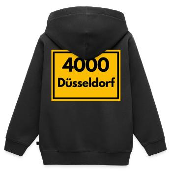 Ortsschild - damals Retro PLZ 4000 Düsseldorf - Kinder Premium Organic Zip Hoodie - Schwarz - Hinten - AI Model Kid Male (0cm)