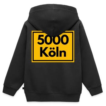 Ortsschild - damals Retro urban PLZ 5000 Köln - Kinder Premium Organic Zip Hoodie - Schwarz - Hinten - AI Model Kid Male (0cm)
