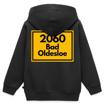 Ortsschild - damals alte PLZ 2060 BAD OLDESLOE - Kinder Premium Organic Zip Hoodie - Schwarz - Hinten - AI Model Kid Male (0cm)