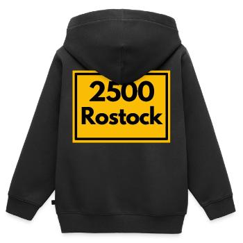Ortsschild - damals Retro alte PLZ 2500 ROSTOCK - Kinder Premium Organic Zip Hoodie - Schwarz - Hinten - AI Model Kid Male (0cm)