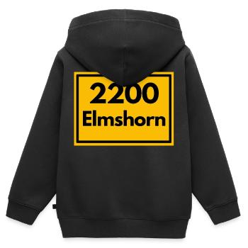 Place sign - then retro old zip code 2200 Elmshorn - Kids Premium Organic Zip-up Hoodie - black - Back - AI Model Kid Male (0cm)