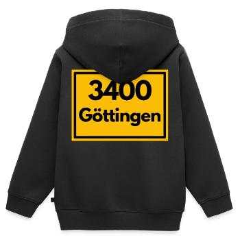Ortsschild - damals Retro alte PLZ 3400 GÖTTINGEN - Kinder Premium Organic Zip Hoodie - Schwarz - Hinten - AI Model Kid Male (0cm)