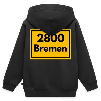 Place sign - then retro old zip code 2800 BREMEN - Kids Premium Organic Zip-up Hoodie - black - Back - AI Model Kid Male (0cm)