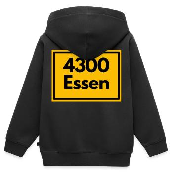 Town sign - then retro old zip code 4300 ESSEN - Kids Premium Organic Zip-up Hoodie - black - Back - AI Model Kid Male (0cm)