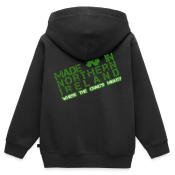 Fabriqué en Irlande du Nord - Sweat Premium à capuche zippé enfant bio - noir - Dos - AI Model Kid Male (0cm)
