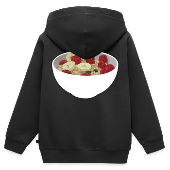 Müsli - Kinder Premium Organic Zip Hoodie - Schwarz - Hinten - AI Model Kid Male (0cm)