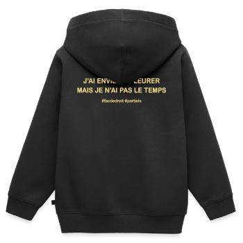 Pas le temps - Sweat Premium à capuche zippé enfant bio - noir - Dos - AI Model Kid Male (0cm)