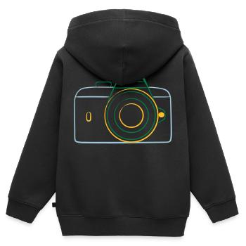 camera - Kids Premium Organic Zip-up Hoodie - black - Back - AI Model Kid Male (0cm)