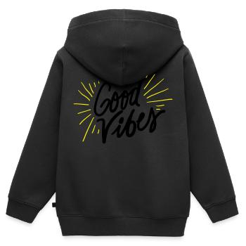 good vibes - Sweat Premium à capuche zippé enfant bio - noir - Dos - AI Model Kid Male (0cm)