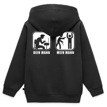 Dein Mann Mein Mann - Kinder Premium Organic Zip Hoodie - Schwarz - Hinten - AI Model Kid Male (0cm)