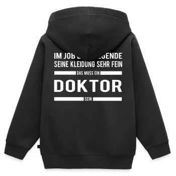 Doktor - Kinder Premium Organic Zip Hoodie - Schwarz - Hinten - AI Model Kid Male (0cm)