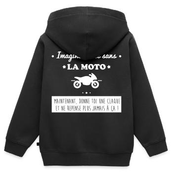 La vie sans la moto,motard,motards,Moto,Motard - Sweat Premium à capuche zippé enfant bio - noir - Dos - AI Model Kid Male (0cm)