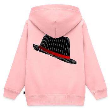 Chapeau élégant dans la conception de rayures. - Sweat Premium à capuche zippé enfant bio - rose - Dos - AI Model Kid Female (0cm)
