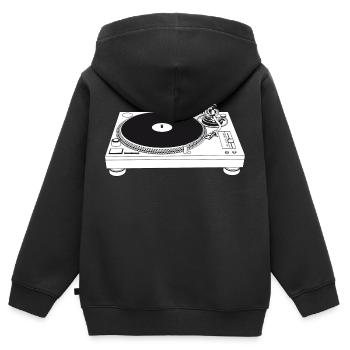 turntable - Kinder Premium Organic Zip Hoodie - Schwarz - Hinten - AI Model Kid Male (0cm)
