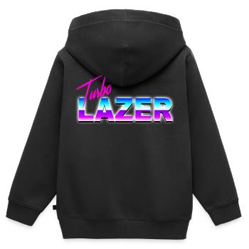 Turbo Lazer - Kinder Premium Organic Zip Hoodie - Schwarz - Hinten - AI Model Kid Male (0cm)
