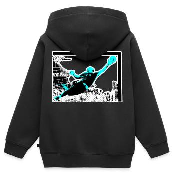 gardien de but - Sweat Premium à capuche zippé enfant bio - noir - Dos - AI Model Kid Male (0cm)