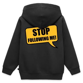 stop - Sweat Premium à capuche zippé enfant bio - noir - Dos - AI Model Kid Male (0cm)