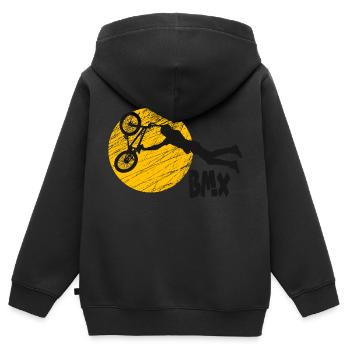 BMX Streetstyle Shirt - Kinder Premium Organic Zip Hoodie - Schwarz - Hinten - AI Model Kid Male (0cm)