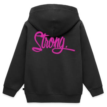 strong violett - Kinder Premium Organic Zip Hoodie - Schwarz - Hinten - AI Model Kid Male (0cm)