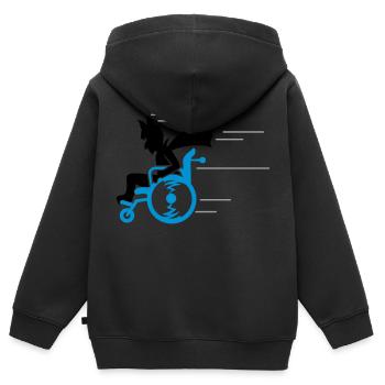 senior superhero (3c) - Kinder Premium Organic Zip Hoodie - Schwarz - Hinten - AI Model Kid Male (0cm)