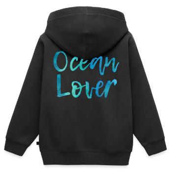 Ocean Lover - Sweat Premium à capuche zippé enfant bio - noir - Dos - AI Model Kid Male (0cm)