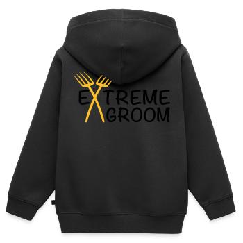 groom - Kinder Premium Organic Zip Hoodie - Schwarz - Hinten - AI Model Kid Male (0cm)