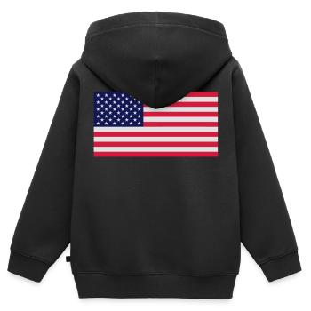 USA ! - Sweat Premium à capuche zippé enfant bio - noir - Dos - AI Model Kid Male (0cm)