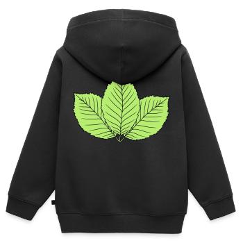 3 feuilles de hêtre feuille arbre forme de plante clipart d - Sweat Premium à capuche zippé enfant bio - noir - Dos - AI Model Kid Male (0cm)