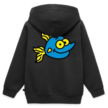 lustiger Fisch - Kinder Premium Organic Zip Hoodie - Schwarz - Hinten - AI Model Kid Male (0cm)