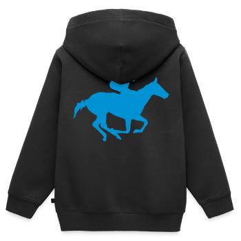 Pferderennen Pferderennen horse6 jocke - Kinder Premium Organic Zip Hoodie - Schwarz - Hinten - AI Model Kid Male (0cm)