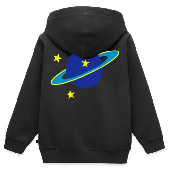 Saturn - Kinder Premium Organic Zip Hoodie - Schwarz - Hinten - AI Model Kid Male (0cm)
